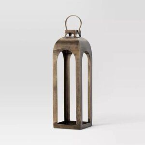 29"x9" Pillar Cast Aluminum Lantern Candle‎ Holder Gold - Threshold, Target NIB